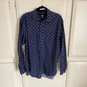 Victorinox Swiss Army Button-Up Shirt Blue Geometric Print Men’s Large